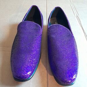 After Midnite 6865 Men's Designer Loafer Dress Shoes Purple Sequin Size 12